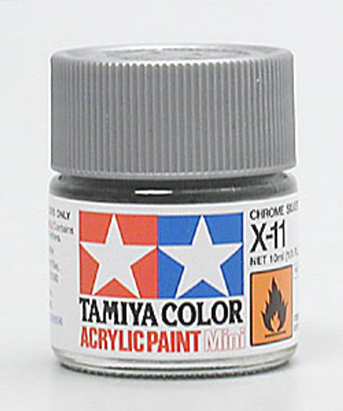 TAMIYA Acrylic Mini X11, Chrome Silver 10ml (81511) 45032806