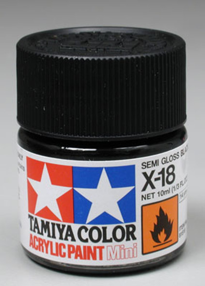 TAMIYA Acrylic Mini X18, Semi Gloss Black 10ml (81518) 45032875