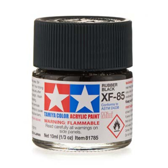 TAMIYA - 81785 Acrylic Mini XF85 Rubber Black Paint 10ml Bottle 4950344817856