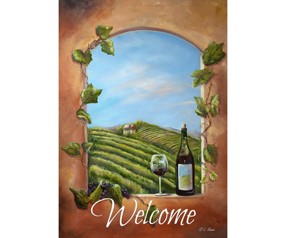 TOLAND HOME AND GARDEN - Vineyard View Welcome Garden Flag (TOL1112079) 017917634006