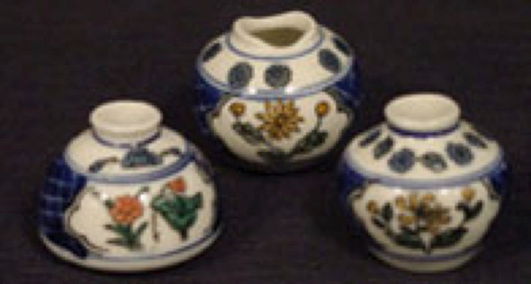 VEMARS - 1" Scale Dollhouse Miniature - Blue Vase 3 Piece Set (P467)