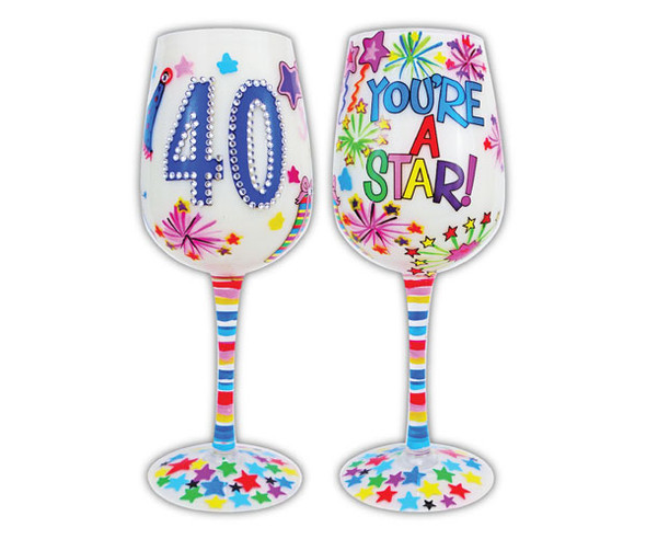BOTTOM'S UP - 95 AND SUNNY - Wine Glass, 40 You're A Star (WG40YOURESTAR) 736211255631