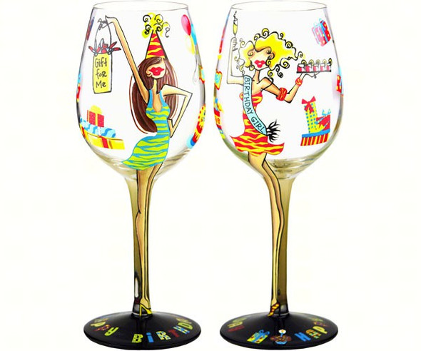 BOTTOM'S UP - 95 AND SUNNY - Wine Glass, Birthday Girl (WGBIRTHDAYGIRL) 736211257932
