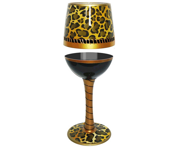 BOTTOM'S UP - 95 AND SUNNY - Wine Glass Deco Leopard (WGDECOLEOPARD) 696859948947