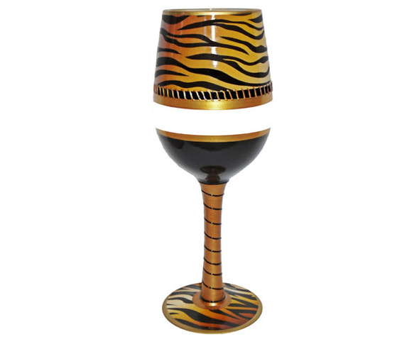 BOTTOM'S UP - 95 AND SUNNY - Wine Glass Deco Tiger (WGDECOTIGER) 696859948961