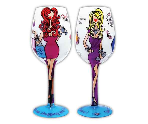 BOTTOM'S UP - 95 AND SUNNY - Wine Glass I'd Rather Be Shopping (WGIDRATHER) 794504777116