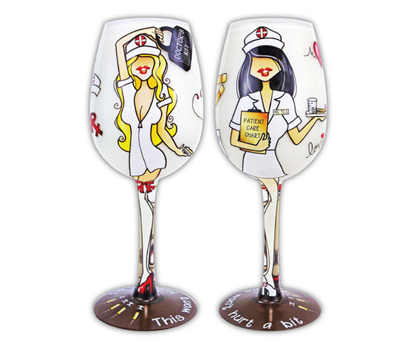 BOTTOM'S UP - 95 AND SUNNY - Wine Glass, TLC Blonde Nurse (WGTLCBLONDE) 718122027590