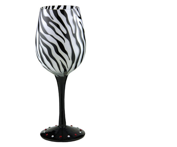 BOTTOM'S UP - 95 AND SUNNY - Wine Glass Zebra (WGZEBRA) 736211261038