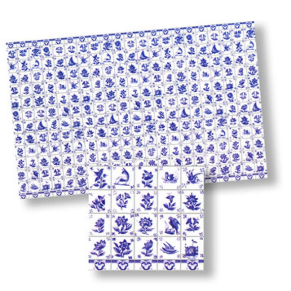 WORLD MODEL - Half Scale (1/2" Scale) Dollhouse Miniature - 1/2 scale Tile: Blue Delft (1 piece) (24003)