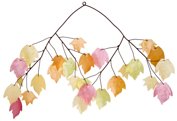 WOODSTOCK CHIMES - Autumn Leaves Capiz Mobile Wind Chime (WOODC721) 028375199211