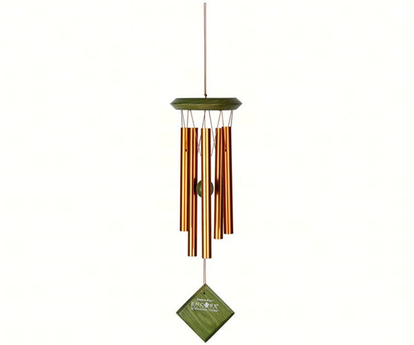 WOODSTOCK CHIMES - Chimes of Mercury Green Wash (Decorated Design) - Wind Chime - 17 inch WOODDCGR17 028375265015