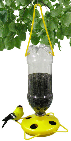 GADJIT - Soda Bottle Thistle Bird Feeder Attachment Kit (Seed Feeder Base & Hanger) Yellow (WP20132) 728685201320