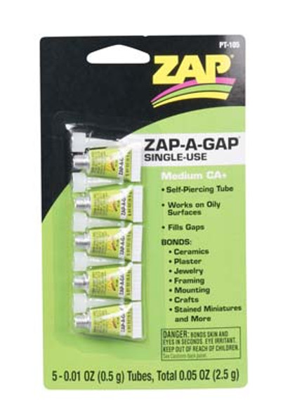 PT105 Zap-a-Gap CA+ Single Use Tubes .01oz (5) (PT105) 087093009301