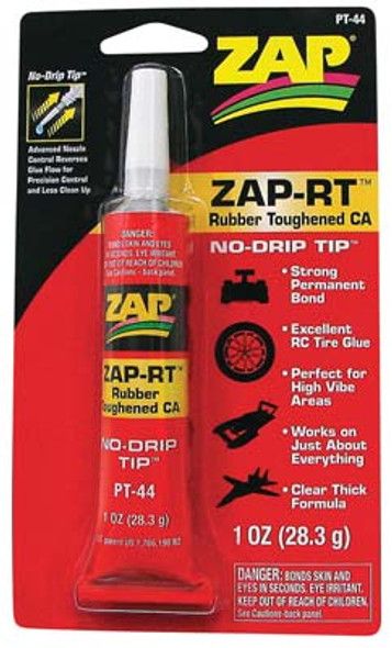 PT44 ZAP-RT Rubber Toughened CA Clear Thick 1oz Adhesive (PT44) 087093009233