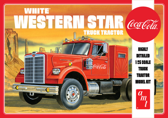 OakridgeStores.com | AMT - 1/25 Coke White Western Star Star Semi Tractor - Plastic Model Kit (1160) 849398035689