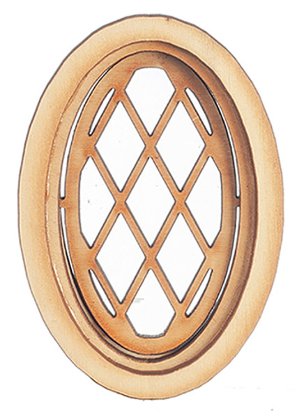 OakridgeStores.com | ALESSIO - Oval Working Window, Diamond Design with Plain Trim - Dollhouse Miniature (2138W)