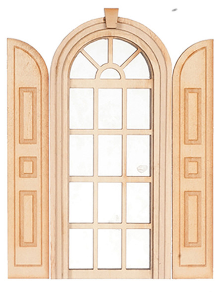 OakridgeStores.com | ALESSIO - Fancy 4/4 Window With Shutters - Dollhouse Miniature (2173)