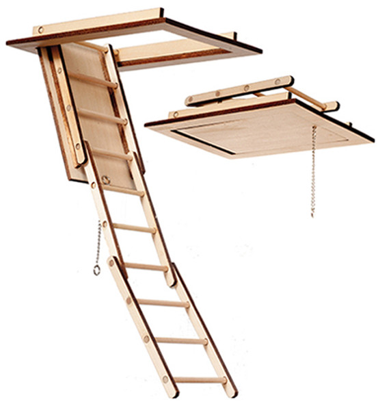 OakridgeStores.com | ALESSIO - Folding Ladder Attic Stairs - Dollhouse Miniature (2299)