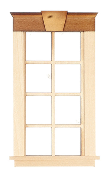 OakridgeStores.com | ALESSIO - 4 Over 4 Window With Keystone Top - Dollhouse Miniature (404AK)
