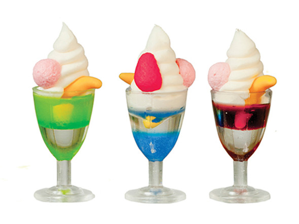 OakridgeStores.com | AZTEC - Ice Cream Sundaes, 3 Piece Set - Dollhouse Miniature (B0387)