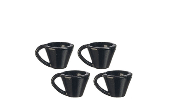 OakridgeStores.com | AZTEC - Black Cups 4 Piece Set - Dollhouse Miniature (D2811)