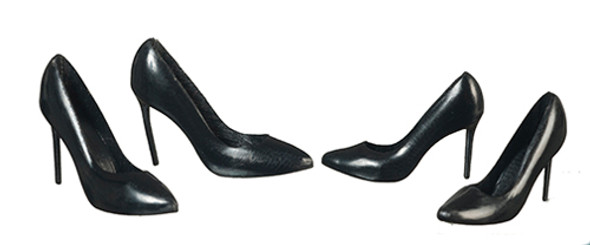 OakridgeStores.com | AZTEC - Ladies Black Shoes 2 Pair - Dollhouse Miniature (G7346)