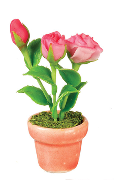 OakridgeStores.com | AZTEC - Pink Roses In Pot - Dollhouse Miniature (G7374)