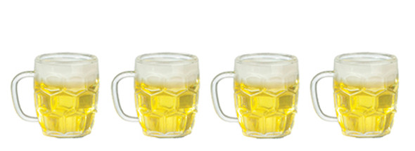 OakridgeStores.com | AZTEC - 4 Filled Beer Mugs - Dollhouse Miniature (G7542)