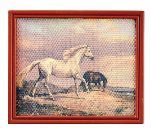 OakridgeStores.com | AZTEC - Horses In Brown Frame - Dollhouse Miniature (G7939BR)