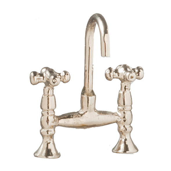 OakridgeStores.com | AZTEC - Old Fashion Faucet Set Chrome - Dollhouse Miniature (S1206B)