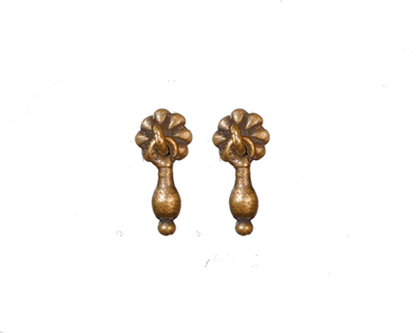 OakridgeStores.com | AZTEC - Cabinet Pulls Antique Brass 2 - Dollhouse Miniature (S1503)