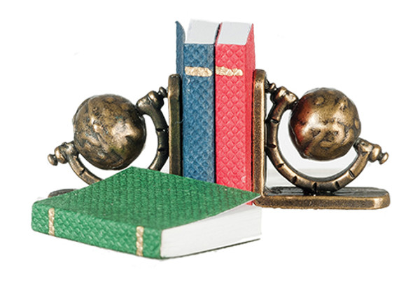 OakridgeStores.com | AZTEC - Small Globe Bookends With Books - Dollhouse Miniature (S1614)