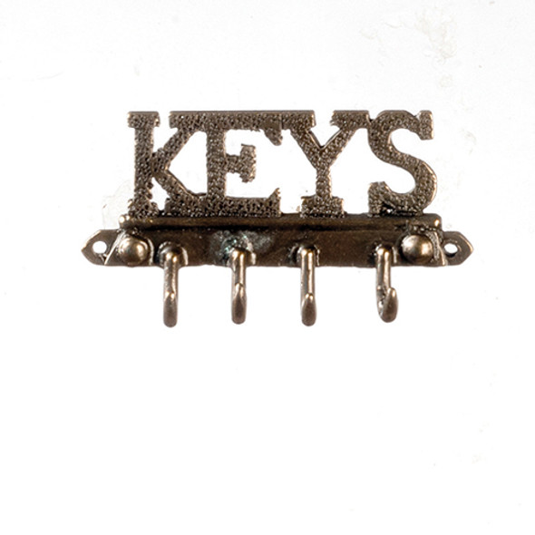 OakridgeStores.com | AZTEC - Keys Wall Hook Antique Brass - Dollhouse Miniature (S1713)