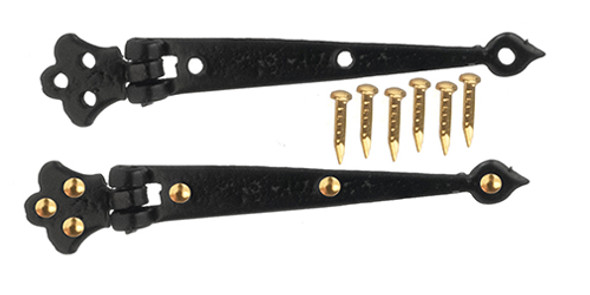 OakridgeStores.com | AZTEC - Long Hinges 2 Black With 12 Nails - Dollhouse Miniature (S3023)