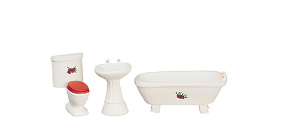 OakridgeStores.com | AZTEC - 1/2 scale Bathroom Set 3 Piece White - Dollhouse Miniature (T0268)