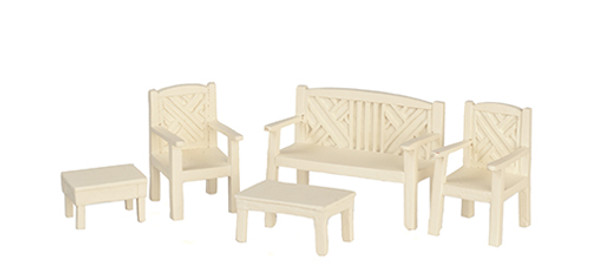 OakridgeStores.com | AZTEC - 1/2 scale Garden Set 5 Piece Set White - Dollhouse Miniature (T0277)