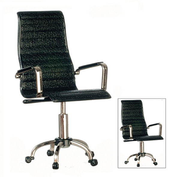 OakridgeStores.com | AZTEC - Office Directors Chair, Black and Silver - Dollhouse Miniature (T5981)