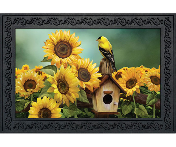 OakridgeStores.com | Briarwood Lane - Goldfinch & Sunflowers Doormat (BLD00765) 840011600451