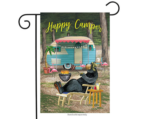OakridgeStores.com | Briarwood Lane - Happy Camper Bear Garden Flag (BLG00610) 818138025099