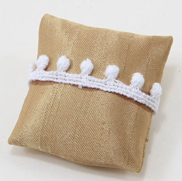 OakridgeStores.com | Barbara Obrien - Pillow, Gold with White Lace Tassel - Dollhouse Miniature (80007)