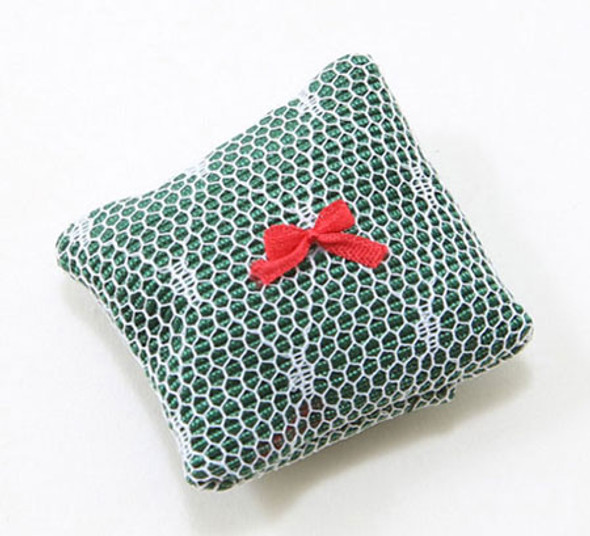 OakridgeStores.com | Barbara Obrien - Pillow, Lace Over Green Fabric - Dollhouse Miniature (80010)