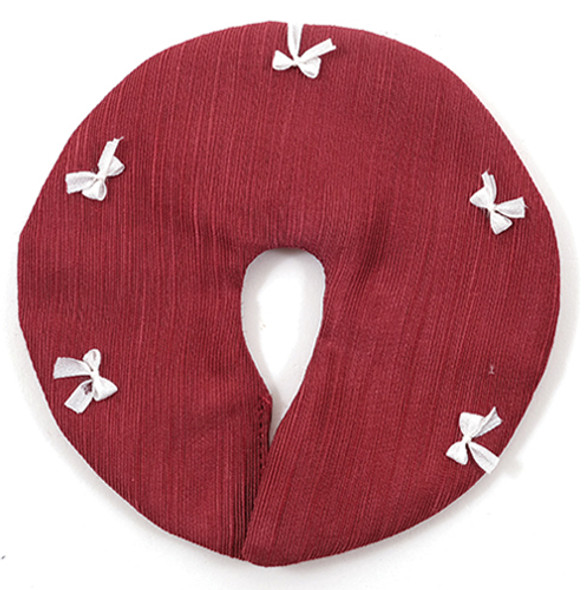 OakridgeStores.com | Barbara Obrien - Tree Skirt, Cranberry With White Bows - Dollhouse Miniature (90005)