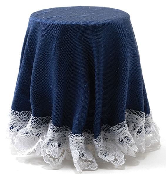OakridgeStores.com | CHRYSNBON - Skirted Table: Navy Blue with Lace Trim - Dollhouse Miniature (173N)