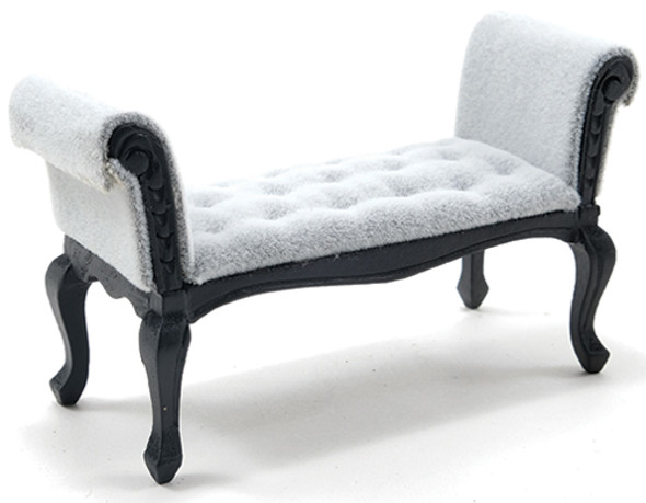 OakridgeStores.com | CLASSICS DOLLHOUSE - Settee, Black With Gray Fabric - Dollhouse Miniature (12008)