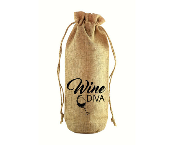 OakridgeStores.com | Zee's Creations - Wine Diva Jute Wine Bottle Sack (JB1018) 817441017098