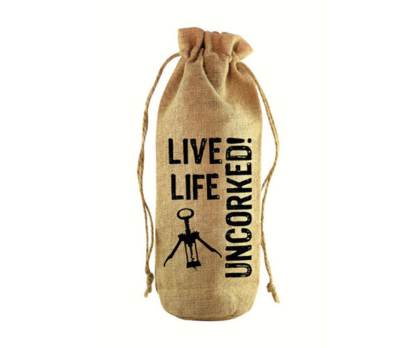 OakridgeStores.com | Zee's Creations - Live Life Uncorked! Jute Wine Bottle Sack (JB1022) 817441017135