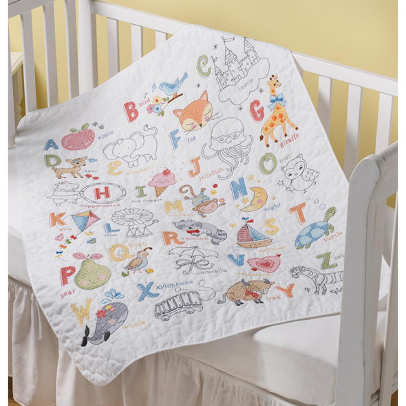 OakridgeStores.com | Bucilla - ABC Baby Bucilla Stamped Crib Cover Cross Stitch Kit 34"X43" (47805) 046109478050
