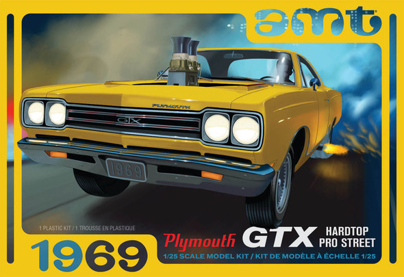OakridgeStores.com | AMT - 1/25 1969 Plymouth GTX Hardtop Pro Street - Plastic Model Kit (1180M) 849398040713