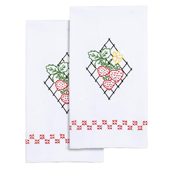OakridgeStores.com | Jack Dempsey - Strawberries Jack Dempsey Stamped Decorative Hand Towel Pair 17"X28" (320 361) 013155023619