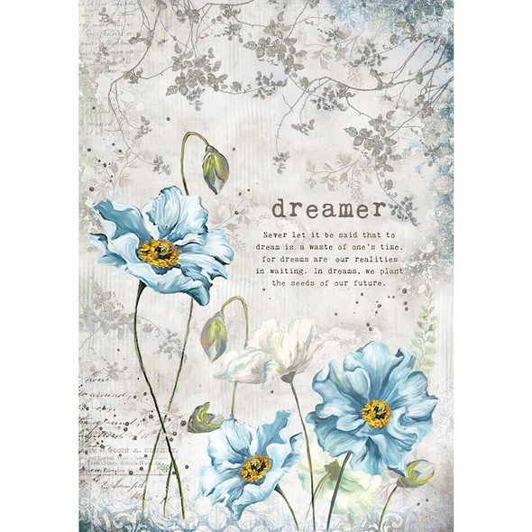 OakridgeStores.com | STAMPERIA - Dreamer Rice Paper Sheet A4 (sold as 3 sheets) (DFSA4249) 8024273992574